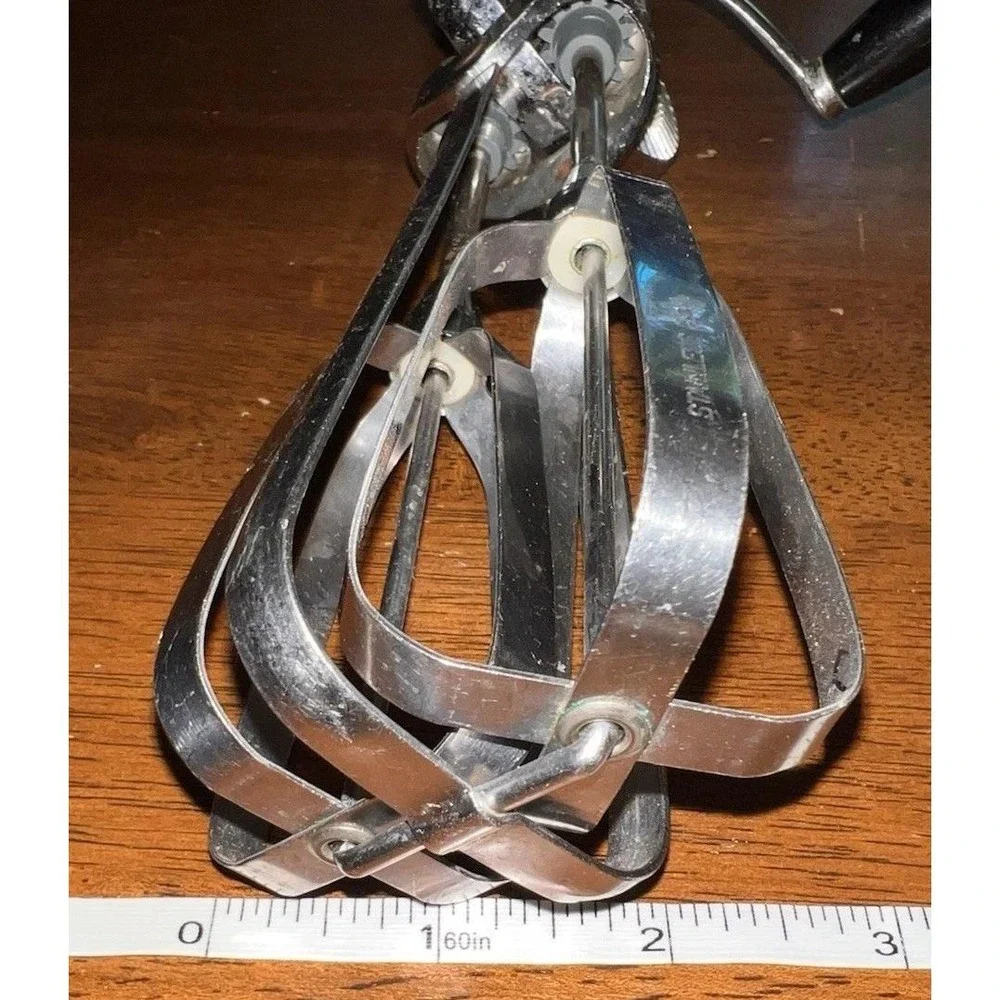 MCM EKCO Hand Crank Egg Beater Stainless USA Vintage Retro Kitchen Mixer 12